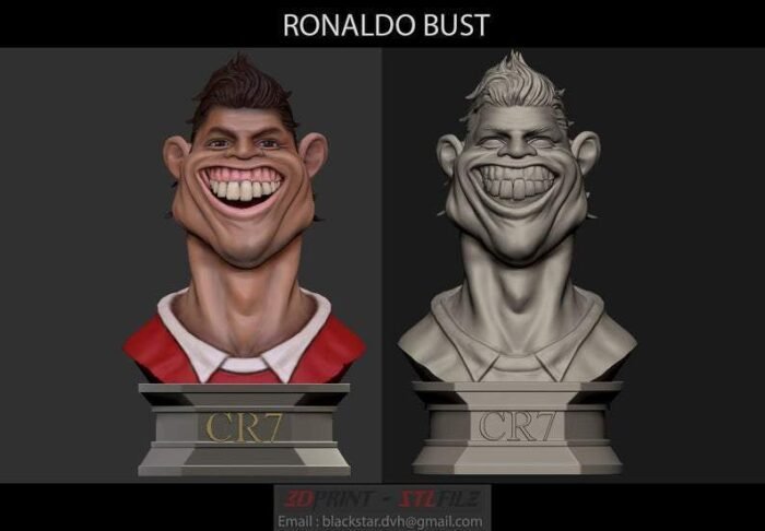 3D Ronaldo football - Bust Padory 3d print - Digital STL file - Image 1