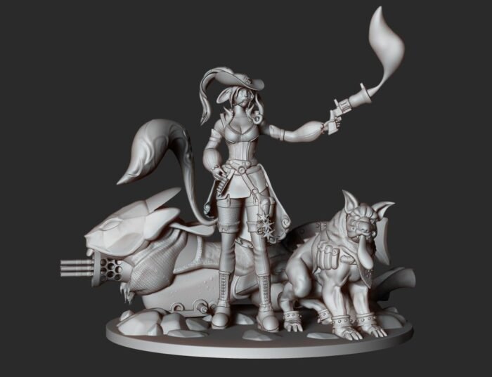 3D Wild West Girl and her Dog and Bike Ready for 3D printing 3D print model - Image 1