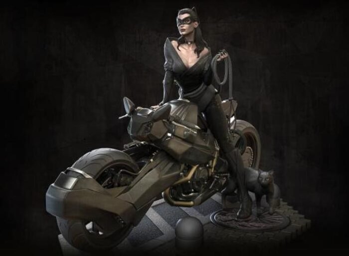 catwoman on bike 3d print model stl files - Image 1