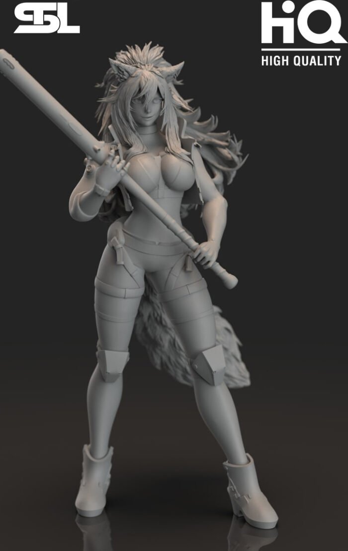 cyberpunk wolf girl 3d print - Image 2