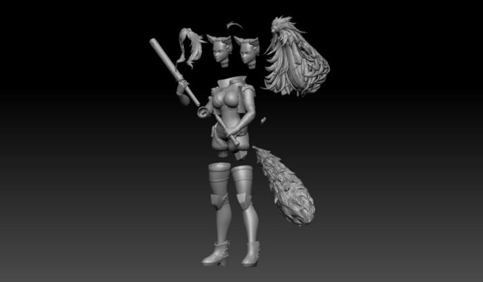 cyberpunk wolf girl 3d print - Image 8