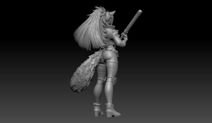 cyberpunk wolf girl 3d print - Image 6