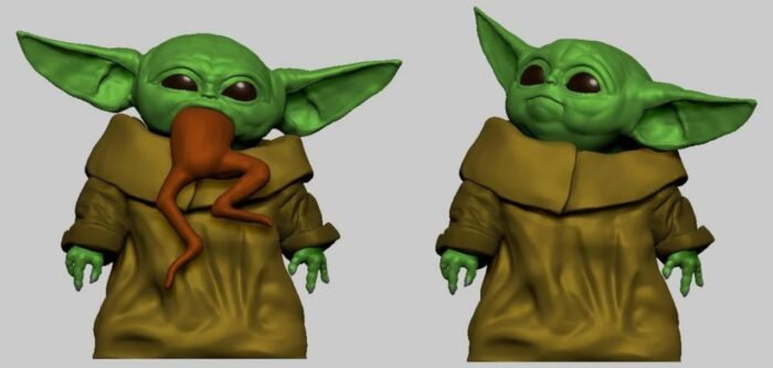 Grogu eating frog 3d printing stl files - Image 1